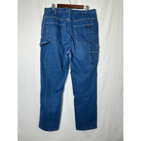 Most Wanted Men's Dark Wash Denim Carpenter Jeans Size 36x32 - Picture 2 of 3